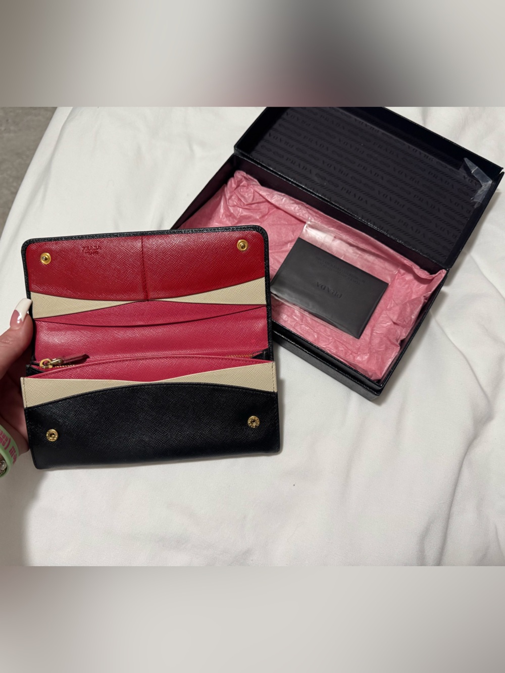 Prada Black Saffiano Long Wallet with Gold Logo Hardware - Picture 4 of 13